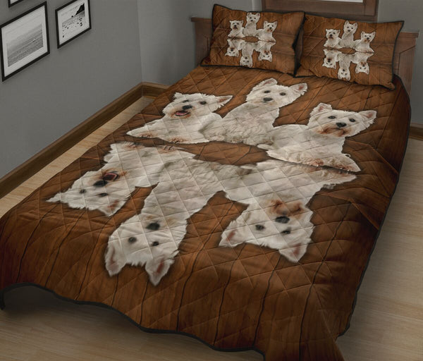 West Highland White Terrier Dog Quilt Bed Set - Love Quilt Bedding Set