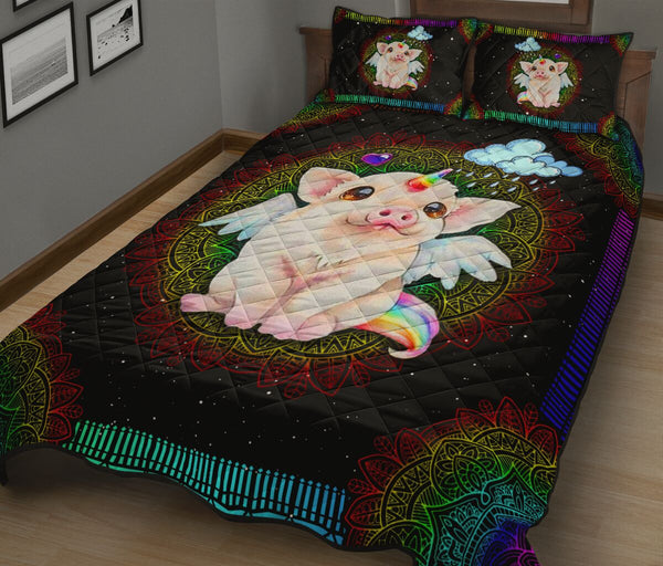 Quilt Bed Set - Pig - Rainbow 3 - Love Quilt Bedding Set