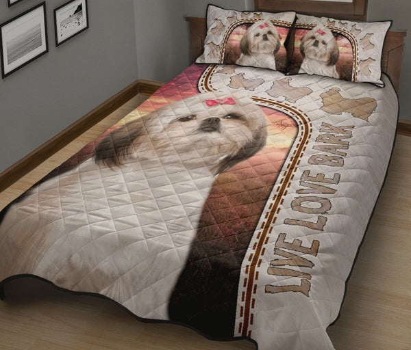 Live Love Bark Shih Tzu - Bed Set - Love Quilt Bedding Set