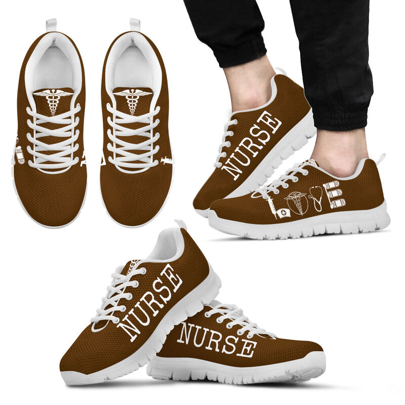 Nurse- Love Brown Soil Sneakers, Running Shoes, Shoes For Women, Shoes For Men, Custom Shoes- Love Sneakers