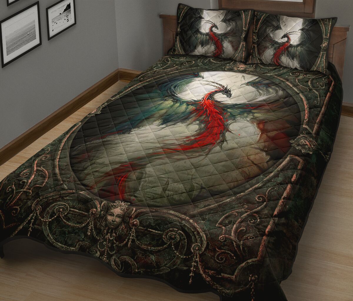 Dragon Art Style Quilt Bed Set 8- Love Quilt Bedding Set