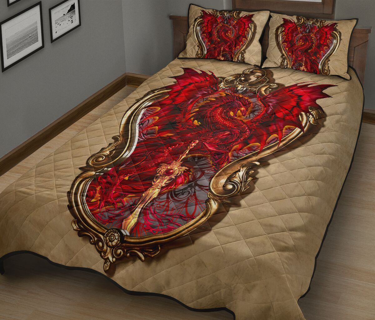 Dragon Gothic Style Quilt Bed Set - Love Quilt Bedding Set