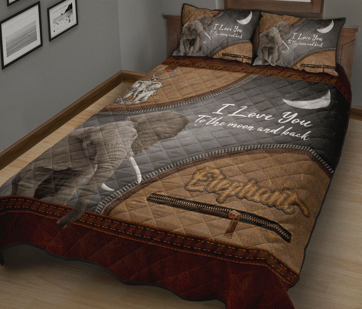 Elephant Leather Quilt Bed Set - Love Quilt Bedding Set