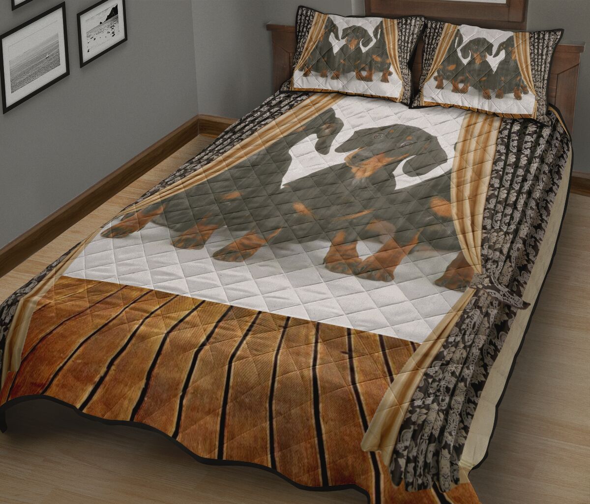 Dachshund Curtain - Bed Set - Love Quilt Bedding Set