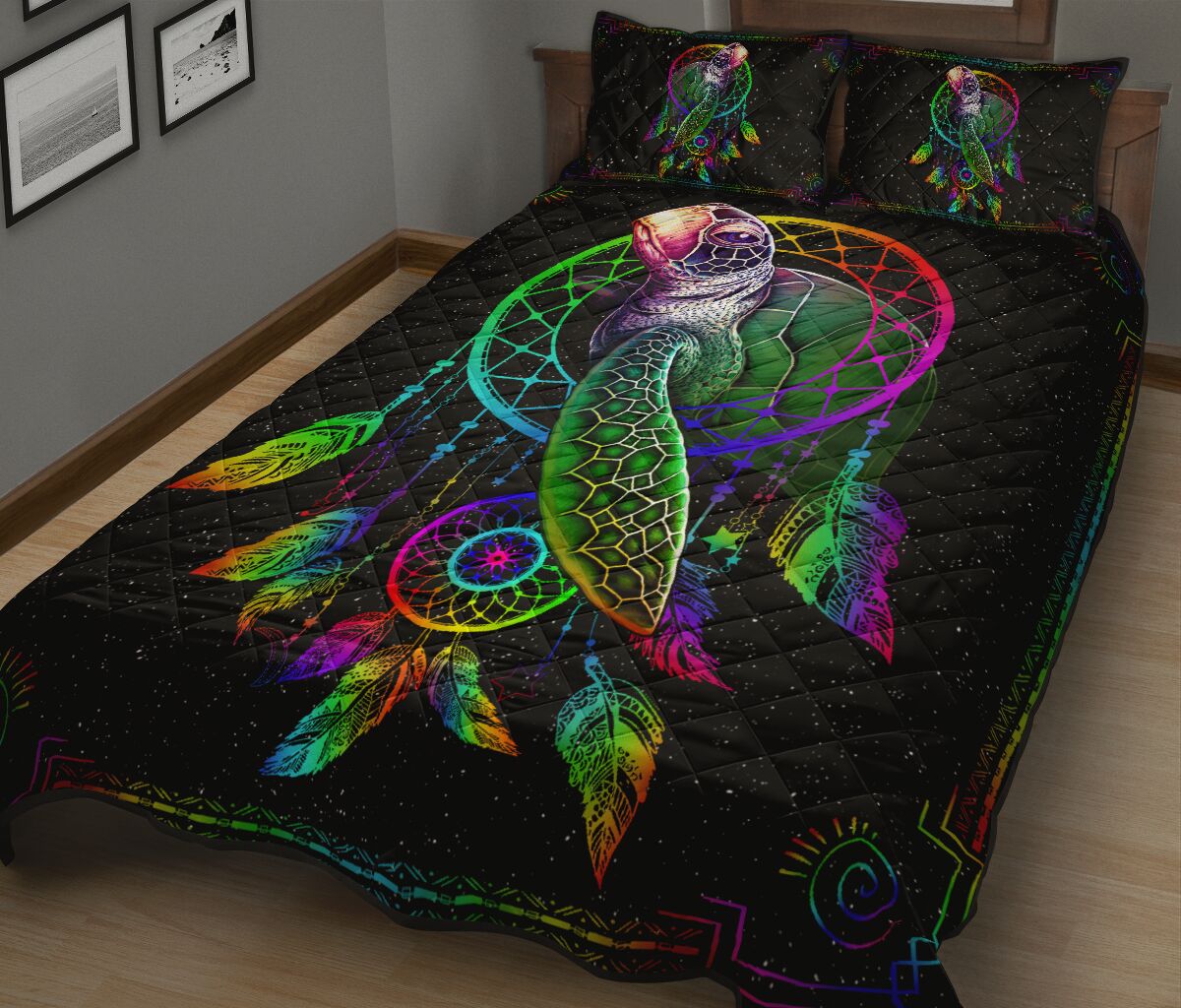 Turtle Mandala Color Quilt Bed Set - Love Quilt Bedding Set