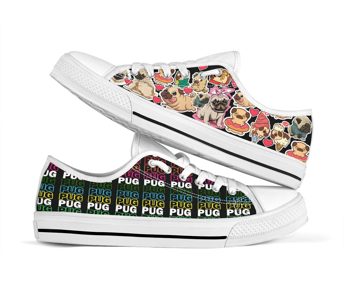 Pug Stickers - Low Top Shoe - Love Love Top Shoes
