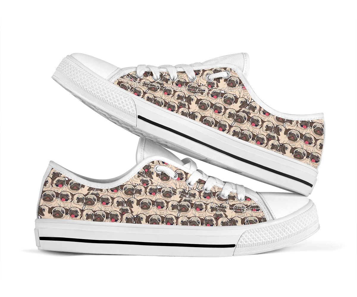 Pug Funny Pattern - Low Top Shoe - Love Love Top Shoes