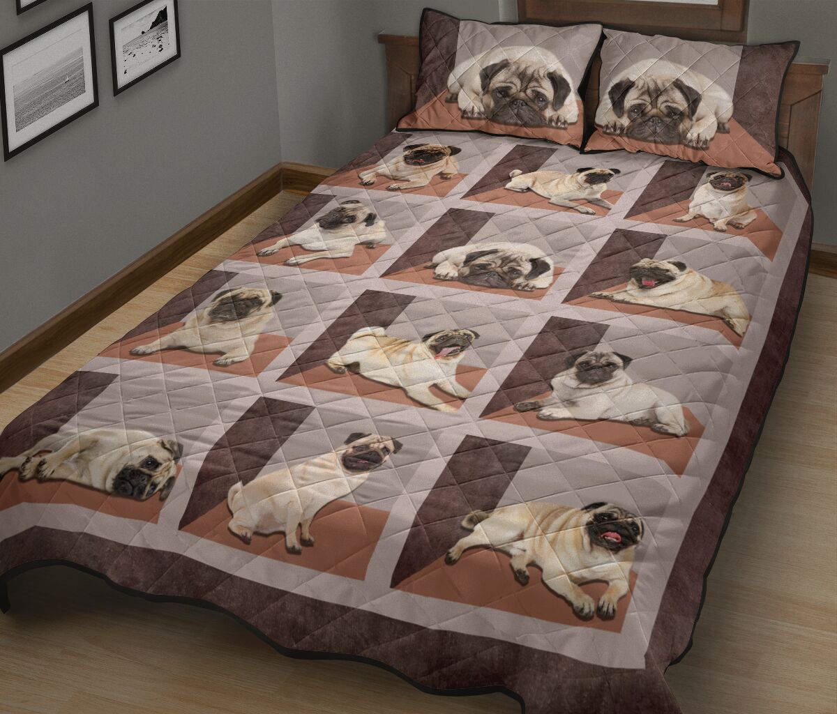 Pug Square Cute - Bed Set- Love Quilt Bedding Set