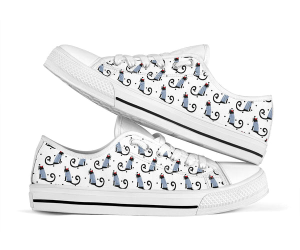 Cat French Style Seamless Pattern Low Top Shoes