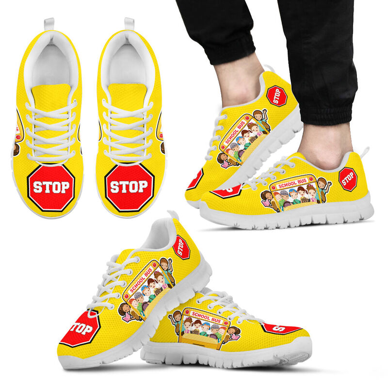 School Bus - Stop Shoes Sneakers, Runni- Love Sneakers