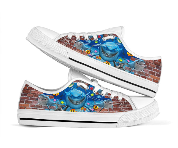 Shark Undersea Brick Wall - Low Top Shoe - Love Low Top Shoes