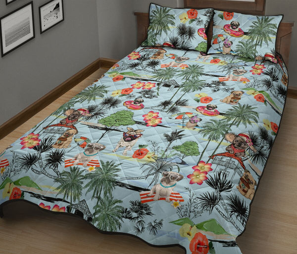 Pug Flower Beach - Bed Set - Love Quilt Bedding Set