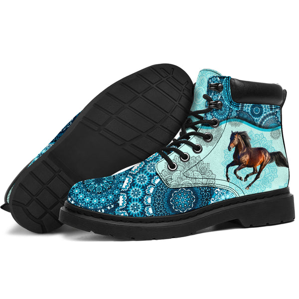 Horse - Vintage Mandala Asboot Aqua Blue Kd - Love All Season Boots