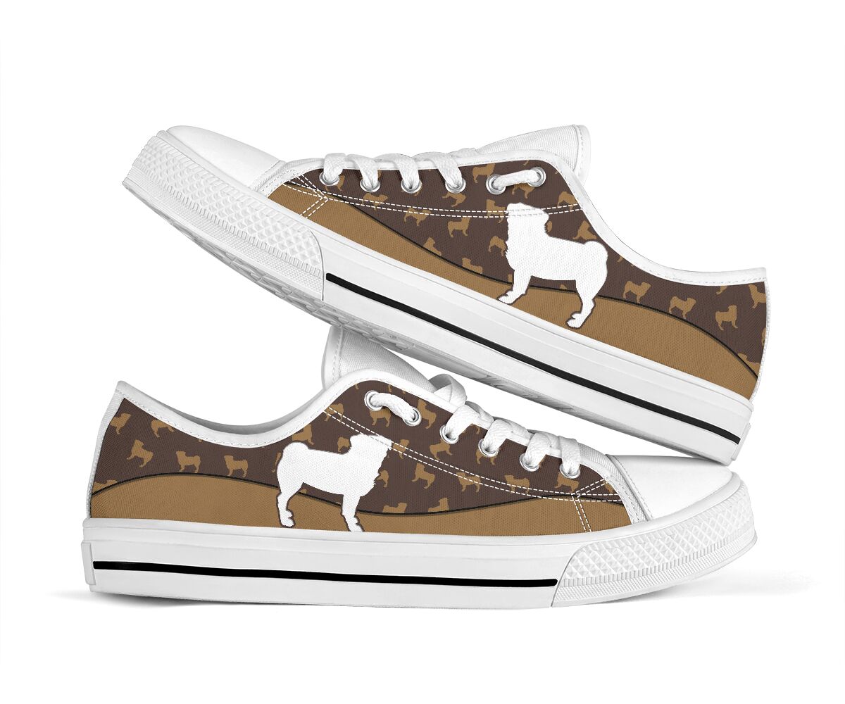 Pug Brown Pattern - Low Top Shoe - Love Love Top Shoes
