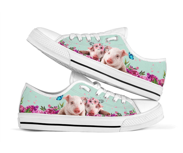 Pig Flower Butterfly Low Top  Shoes