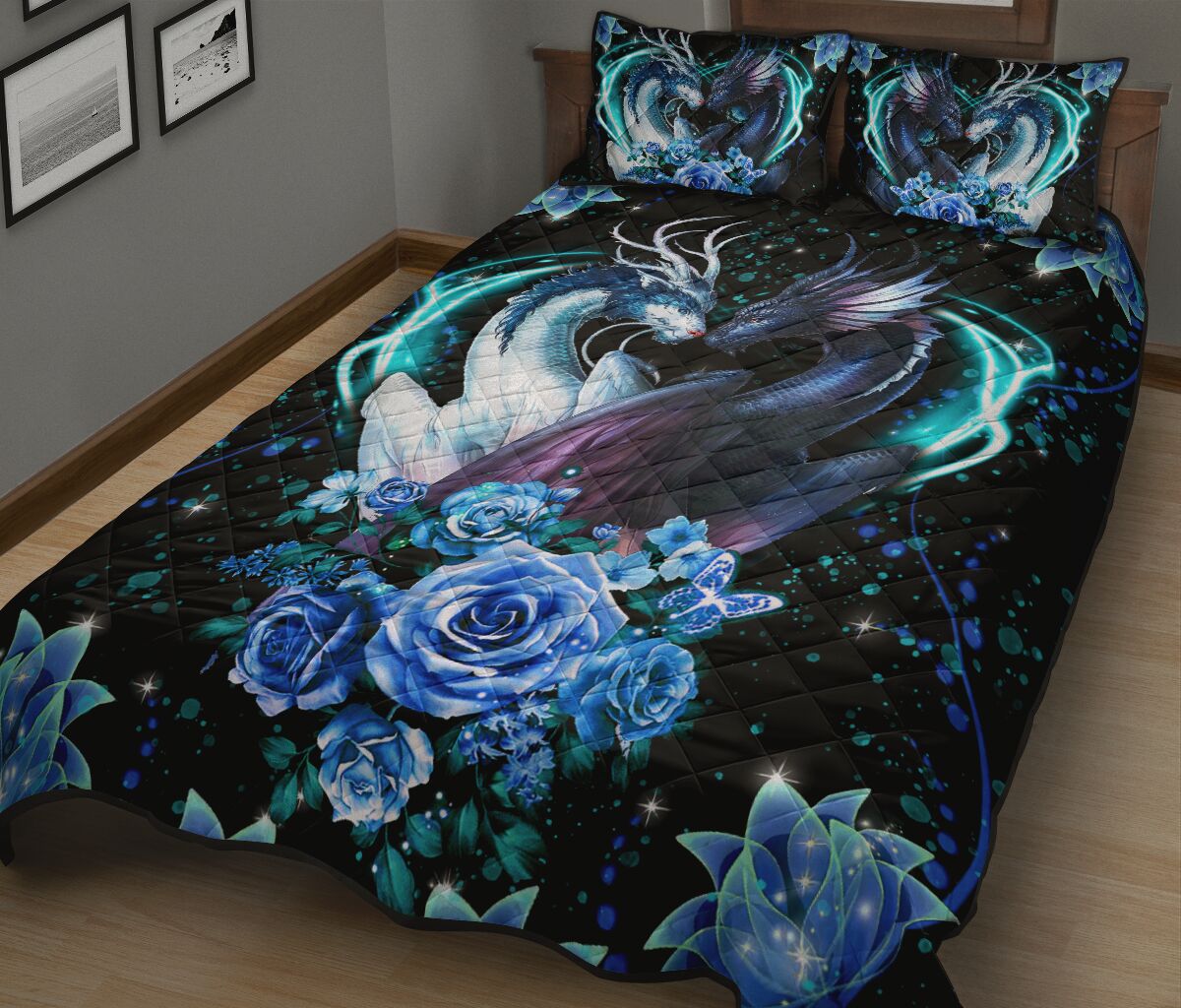 Dragon Flower Quilt Bed Set - Love Quilt Bedding Set