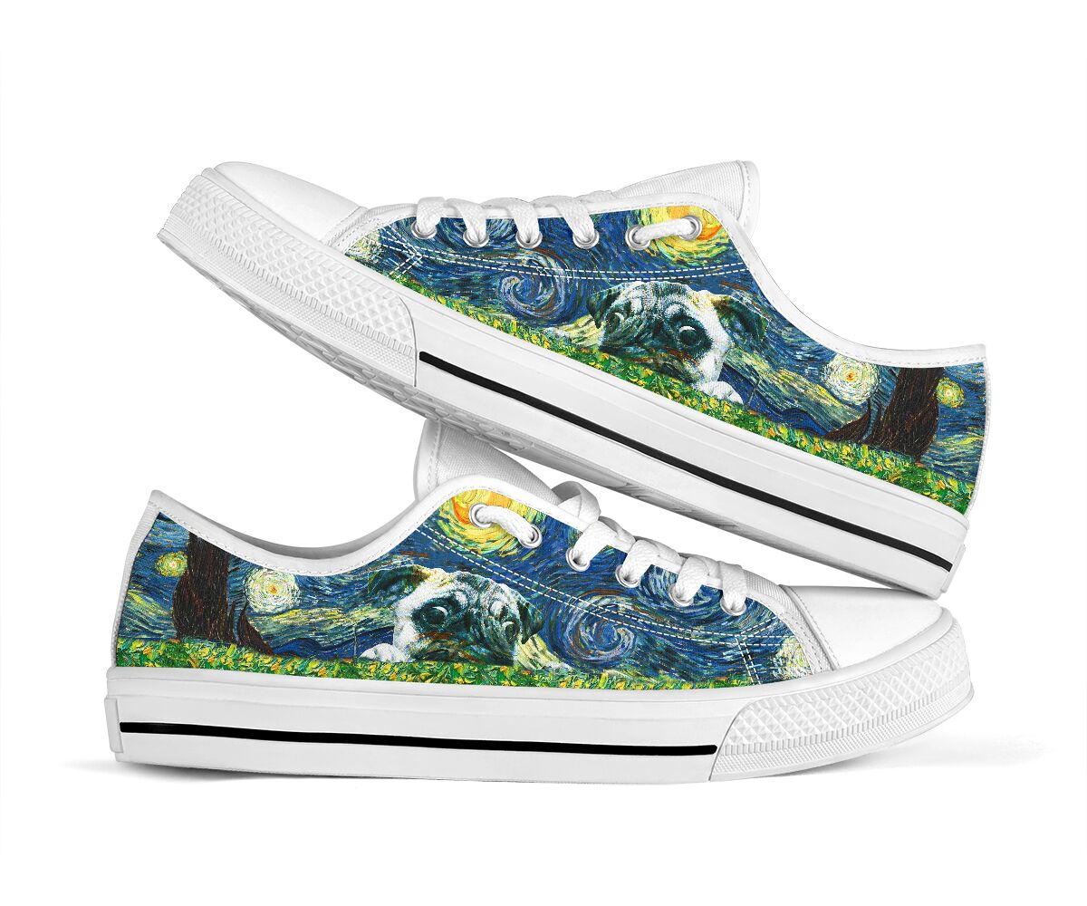 Pug Painting - Low Top Shoe - Love Love Top Shoes