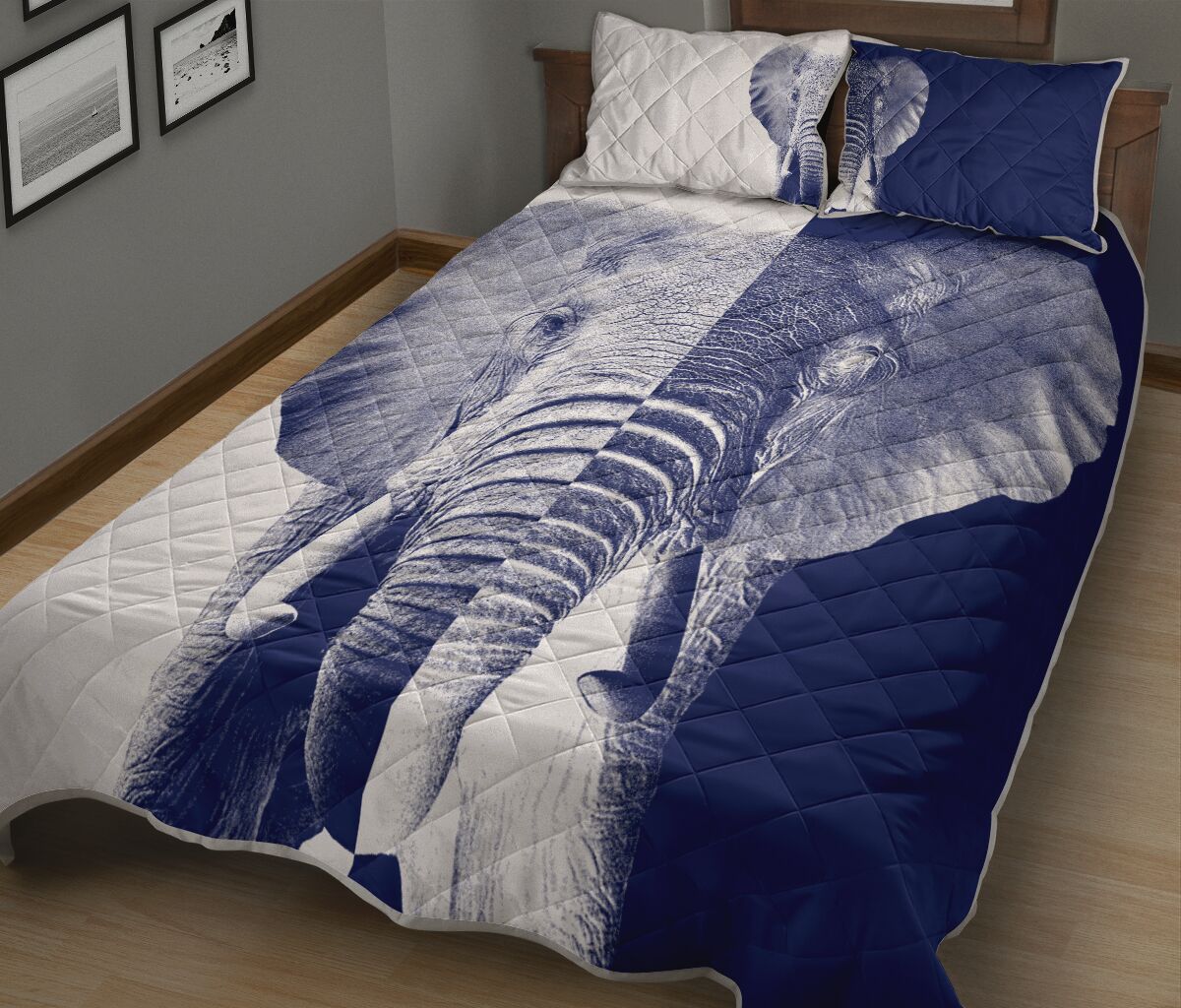 Elephant Art Style Quilt Bed Set - Love Quilt Bedding Set