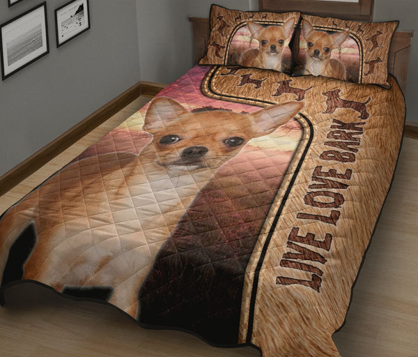 Live Love Bark Chihuahua - Bed Set - Love Quilt Bedding Set