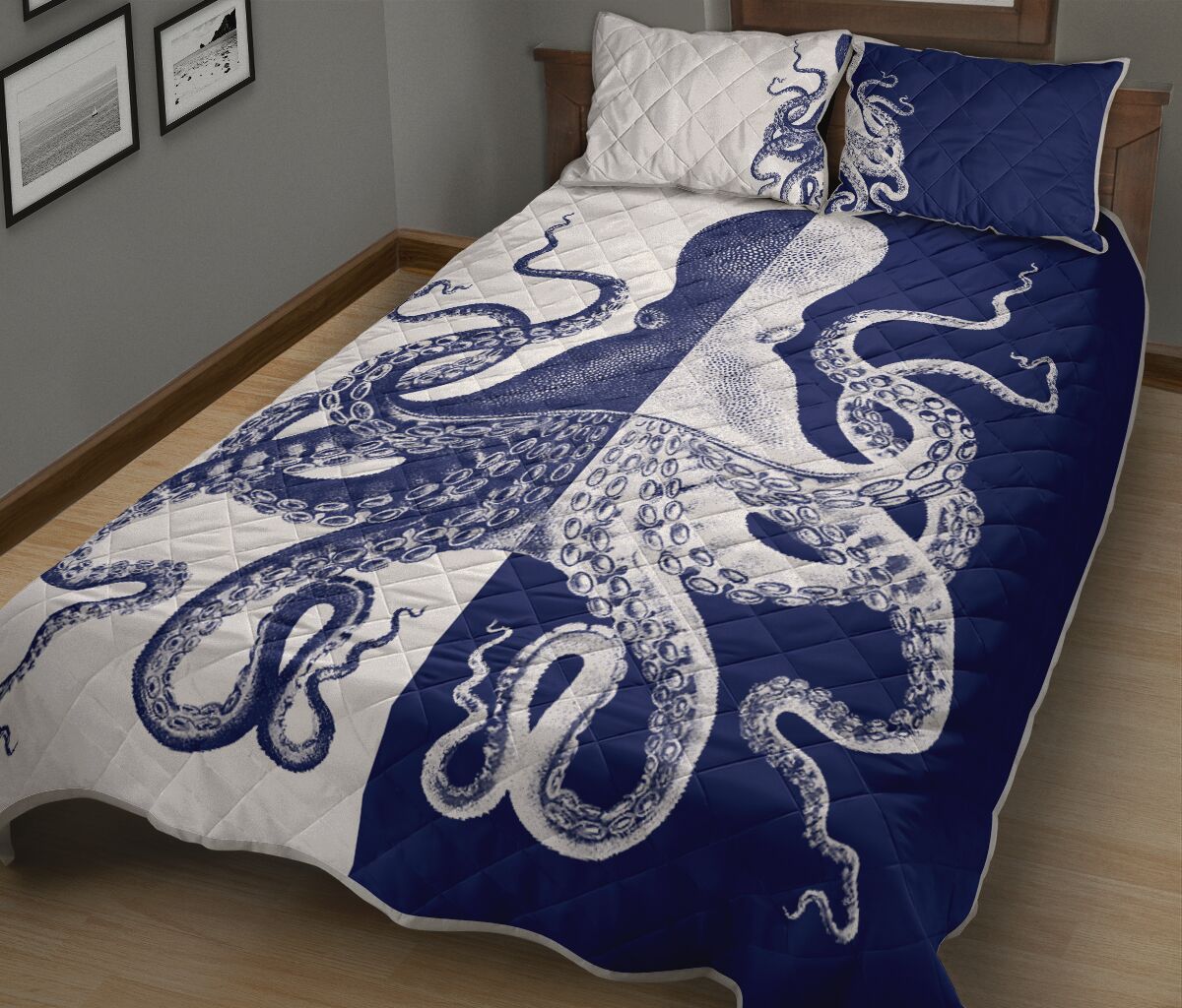 Octopus Sea Animal Art Style Quilt Bed Set - Love Quilt Bedding Set