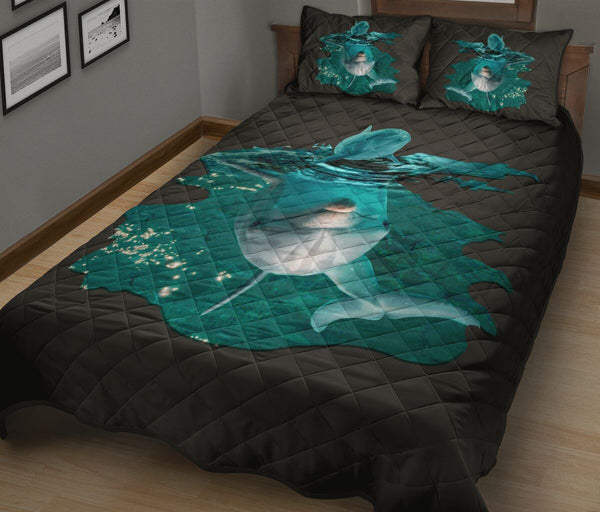 Dolphin Shadow Style Quilt Bed Set - Love Quilt Bedding Set