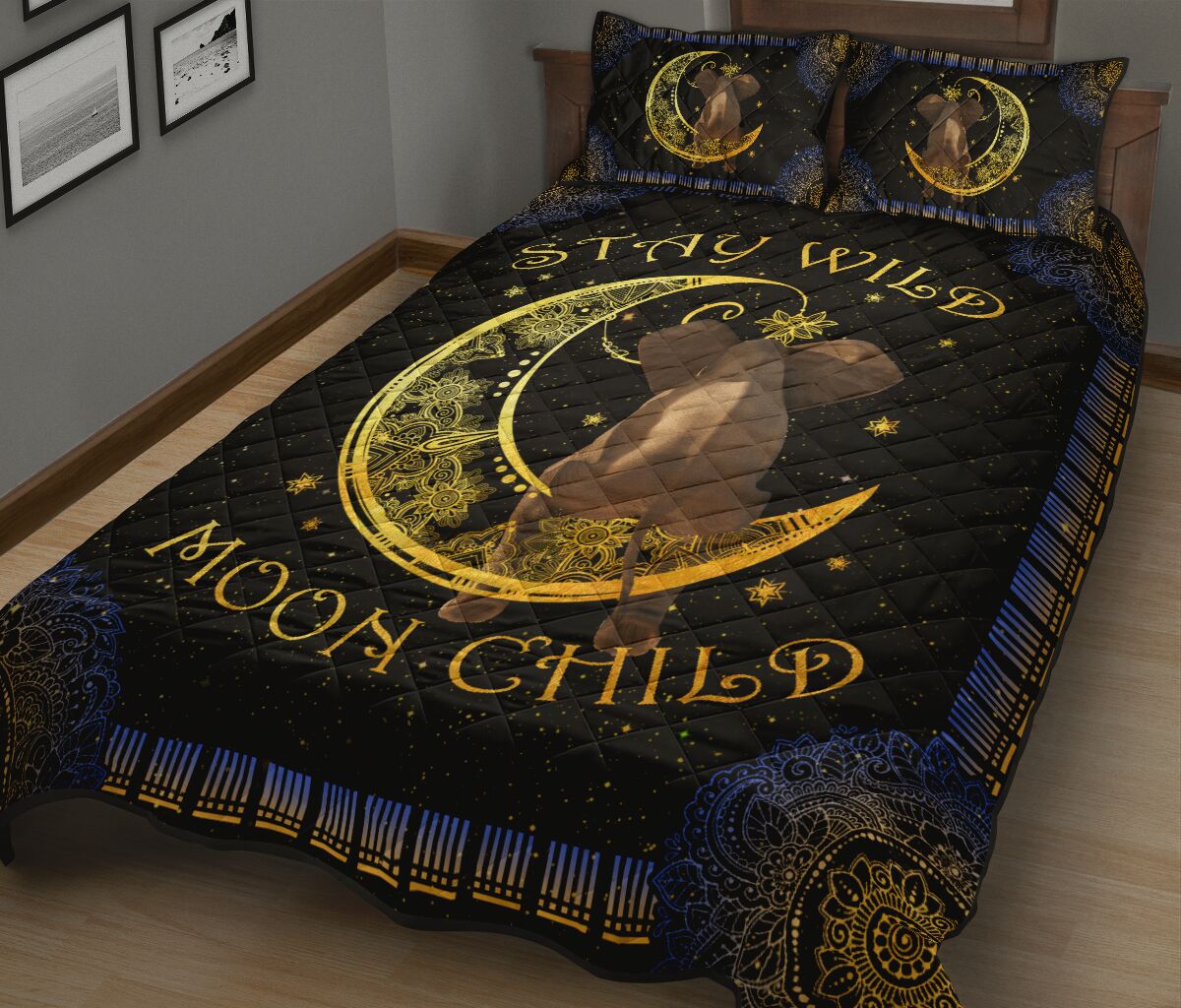 Elephant Stay Wild Moon Child Quilt Bed Set - Love Quilt Bedding Set