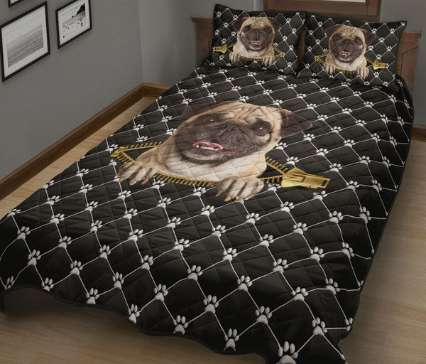 Pug Zipper - Bed Set - Love Quilt Bedding Set