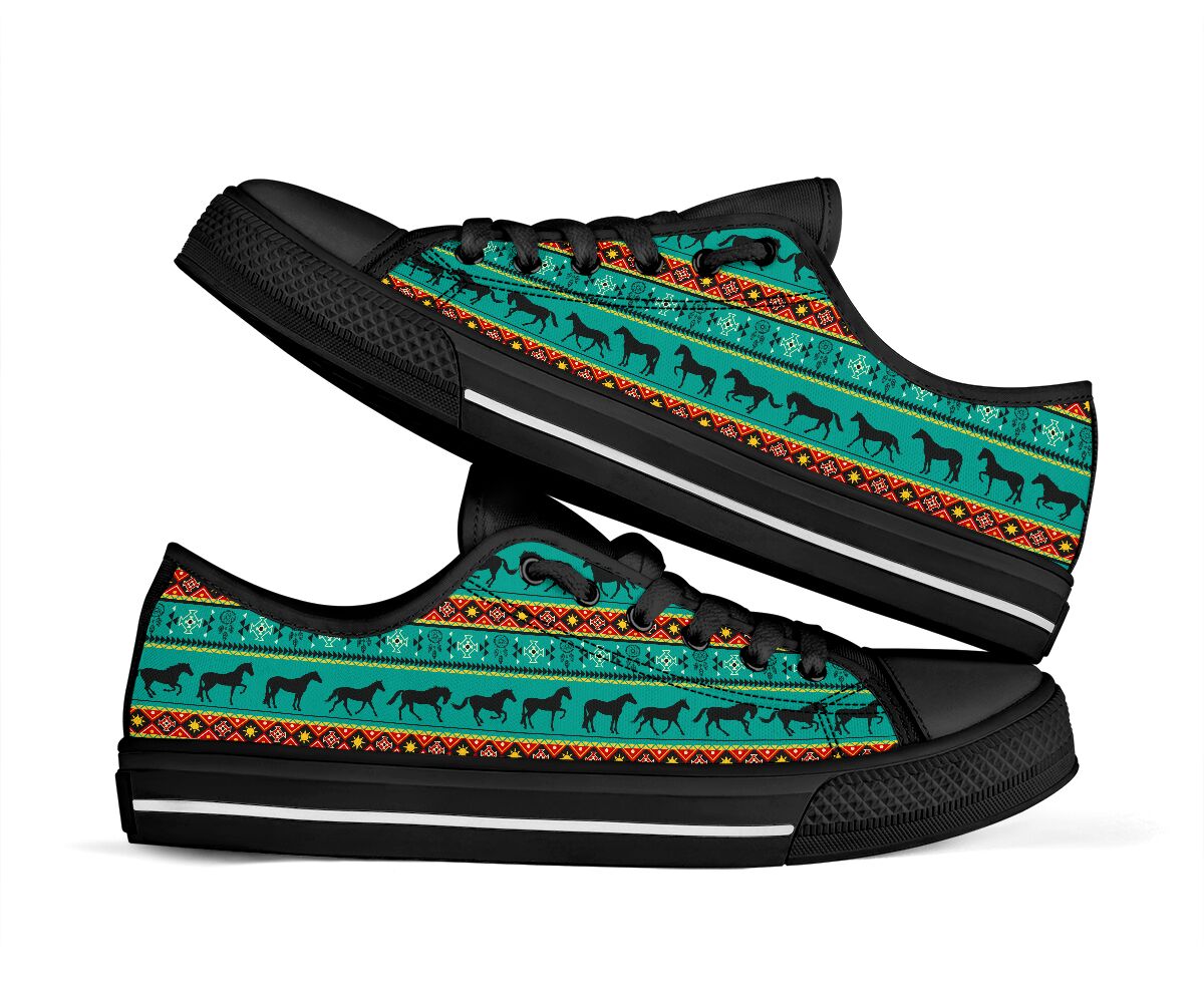 Horse Turquoise Low Top  Shoes