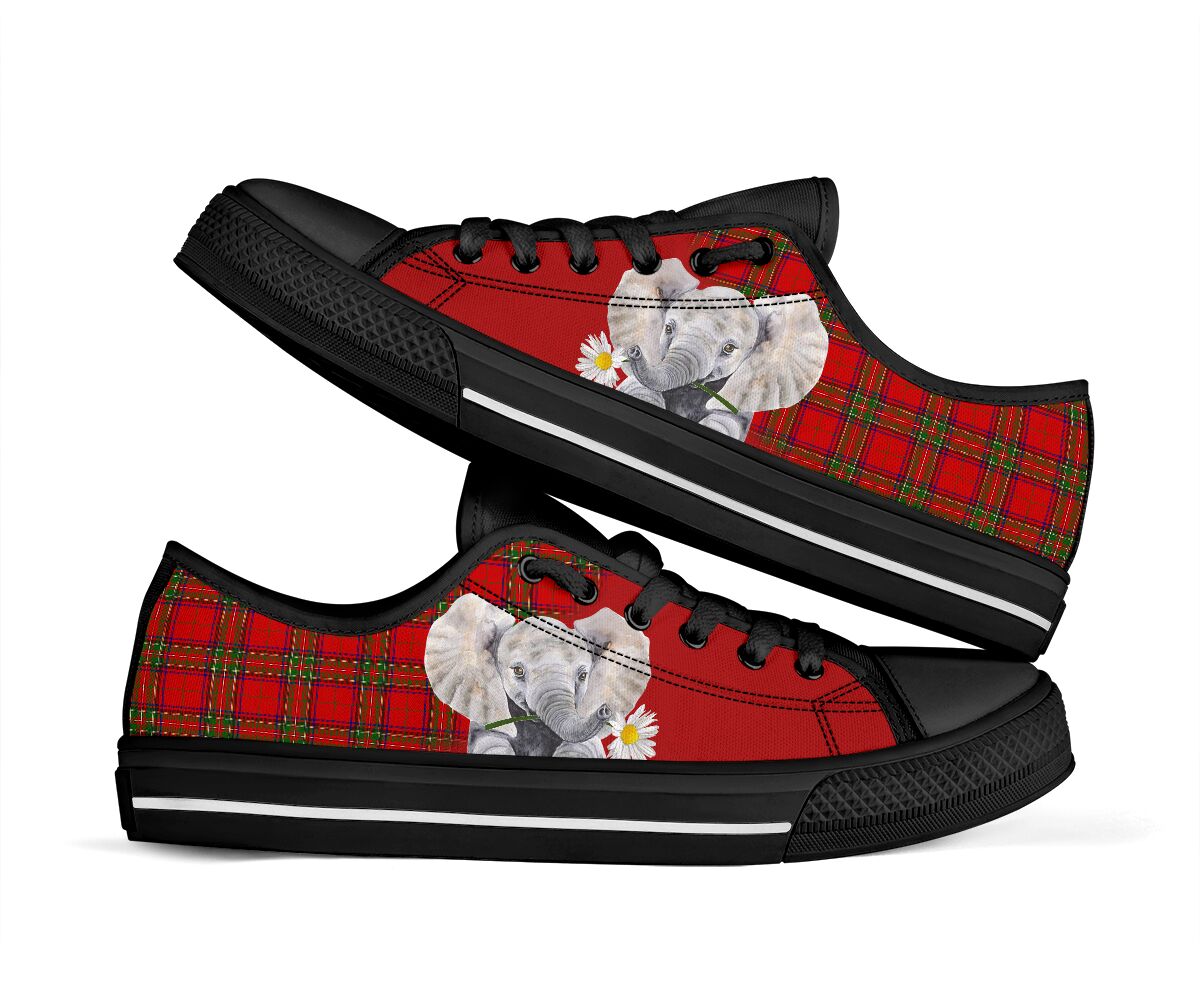 Elephant Red Plaid Low Top  Shoes