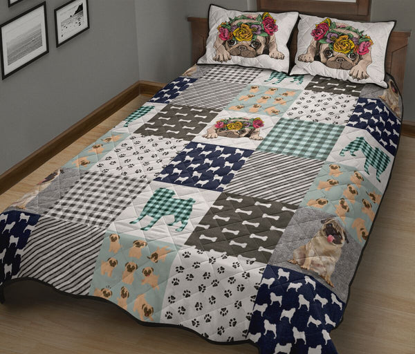 Pug Square Pattern - Bed Set - Love Quilt Bedding Set