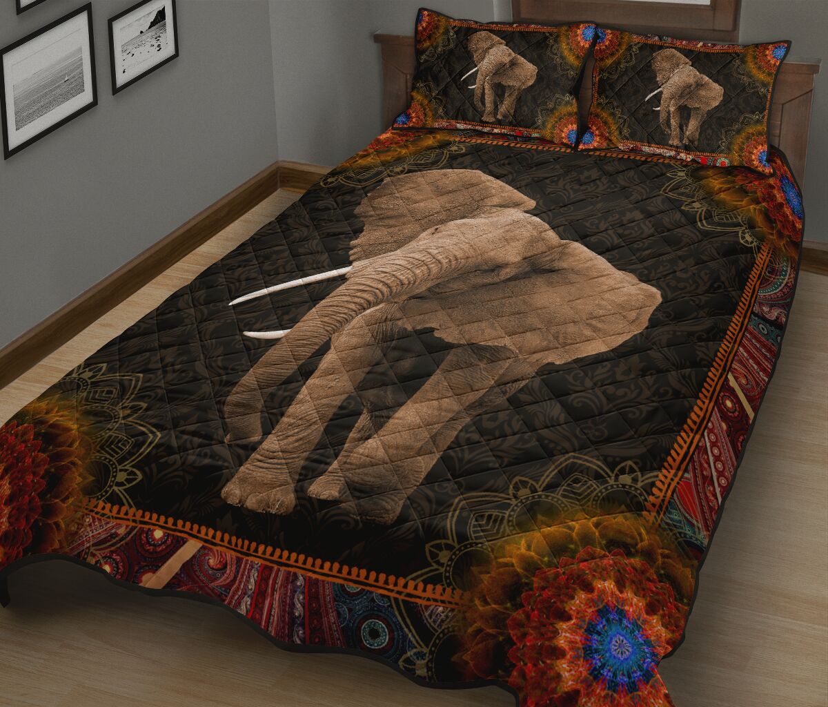Elephant Mandala Quilt Bed Set - Love Quilt Bedding Set