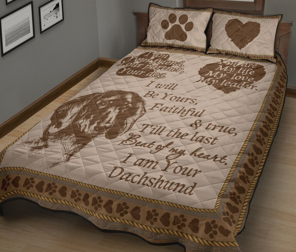 Dachshund Beat Of My Heart - Bed Set- Love Quilt Bedding Set
