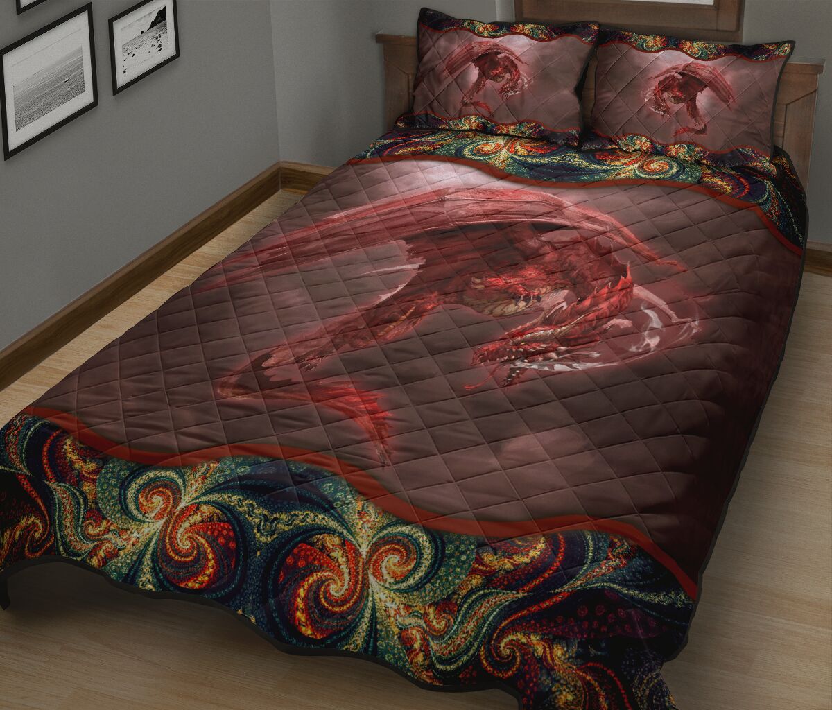 Dragon Quilt Bed Set 3- Love Quilt Bedding Set
