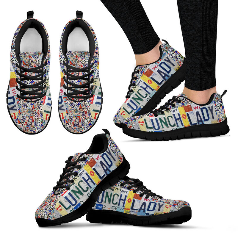 Lunch Lady License Plates Black Sneakers, Running Shoes, Shoes For Women, Shoes For Men, Cu- Love Sneakers