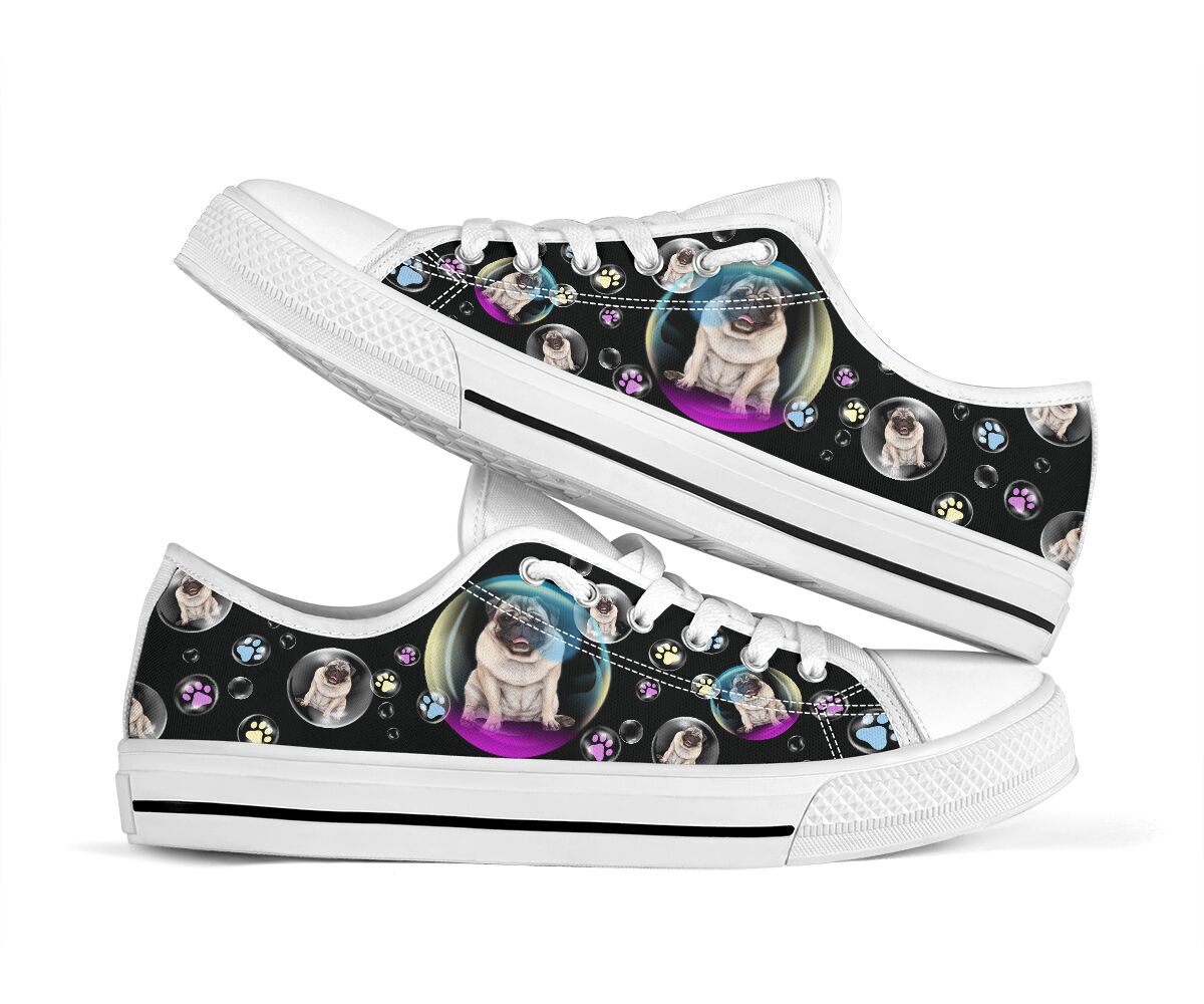 Pug Fly On Bubble - Low Top Shoe - Love Love Top Shoes