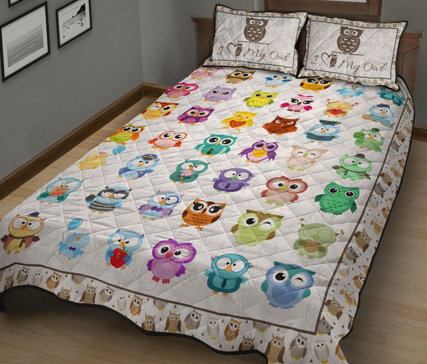 Owl Pattern Style Quilt Bed Set 9- Love Quilt Bedding Set