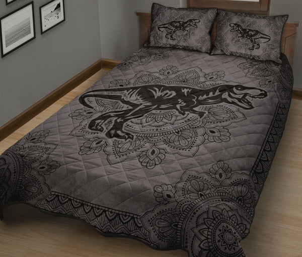 Dinosaur Mandala Grey Quilt Bed Set - Love Quilt Bedding Set