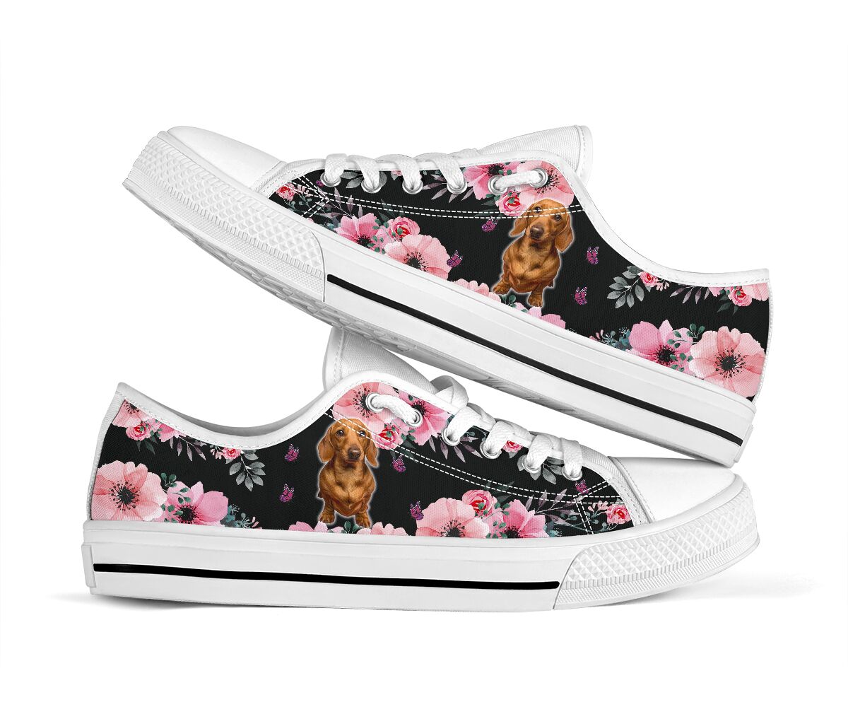 Dachshund Flower - Low Top Shoe - Love Love Top Shoes