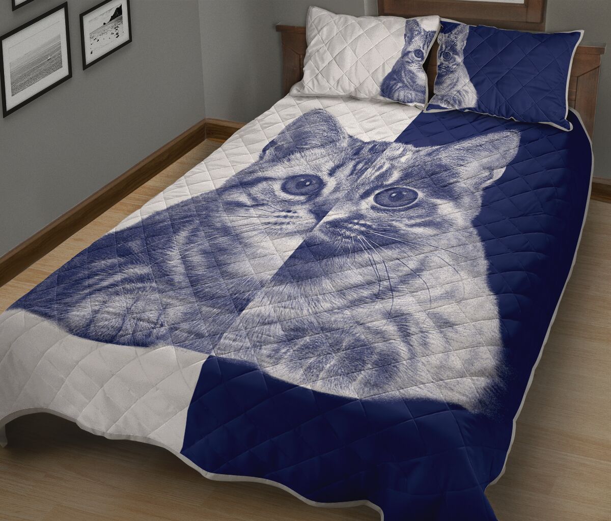Cat Art Style Quilt Bed Set - Love Quilt Bedding Set