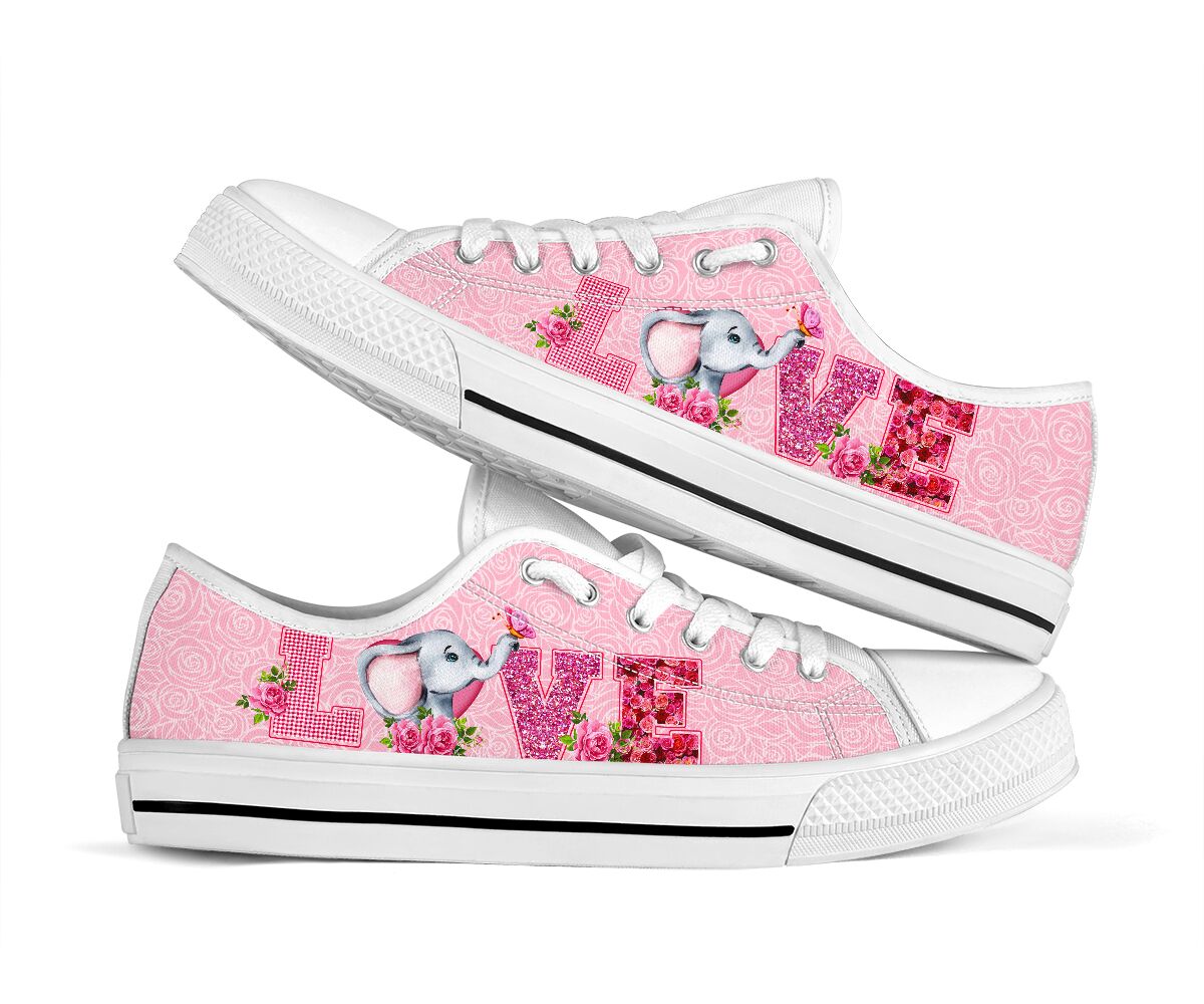 Elephant Love Rose Pink Lowtop Shoes
