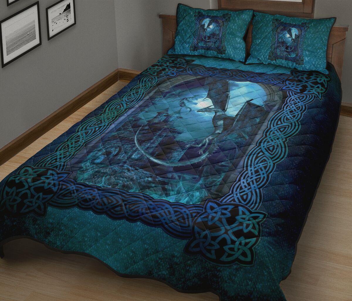 Dragon Blue Skin Mandala Style Quilt Bed Set - Love Quilt Bedding Set