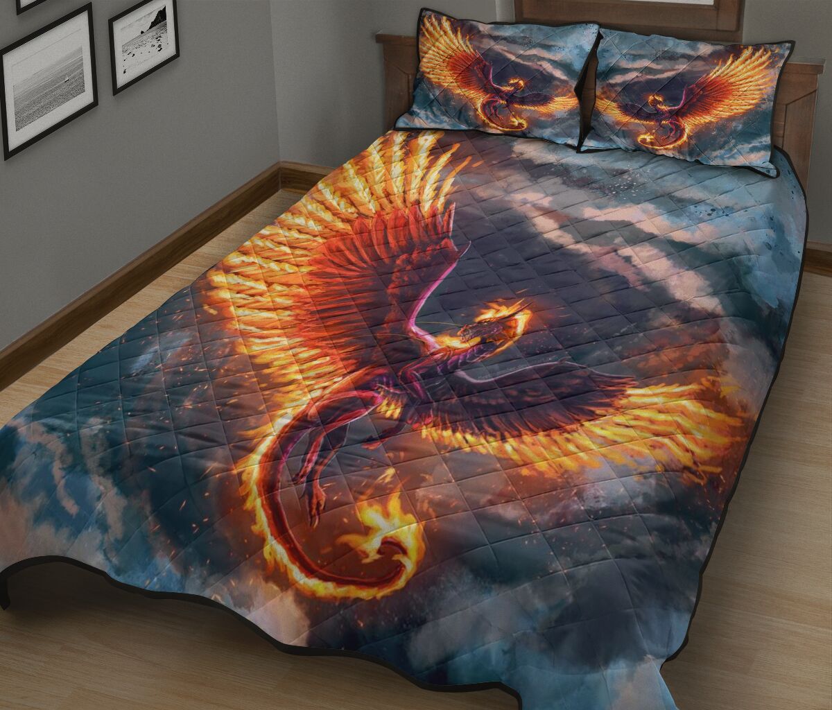 Dragon Firewings Art Style Quilt Bed Set - Love Quilt Bedding Set