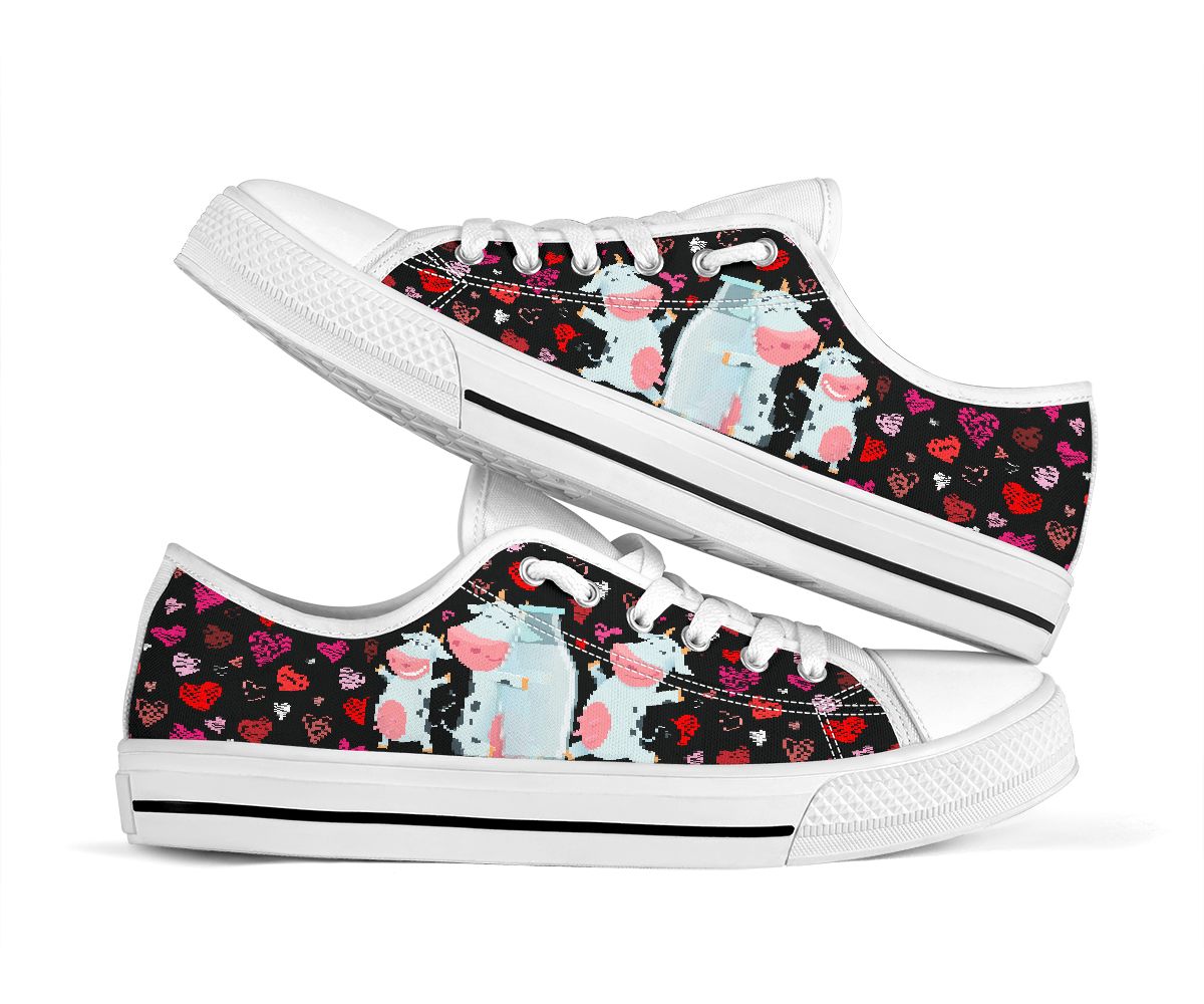 Cow Cute Love Pattern - Low Top Shoe - Love Love Top Shoes