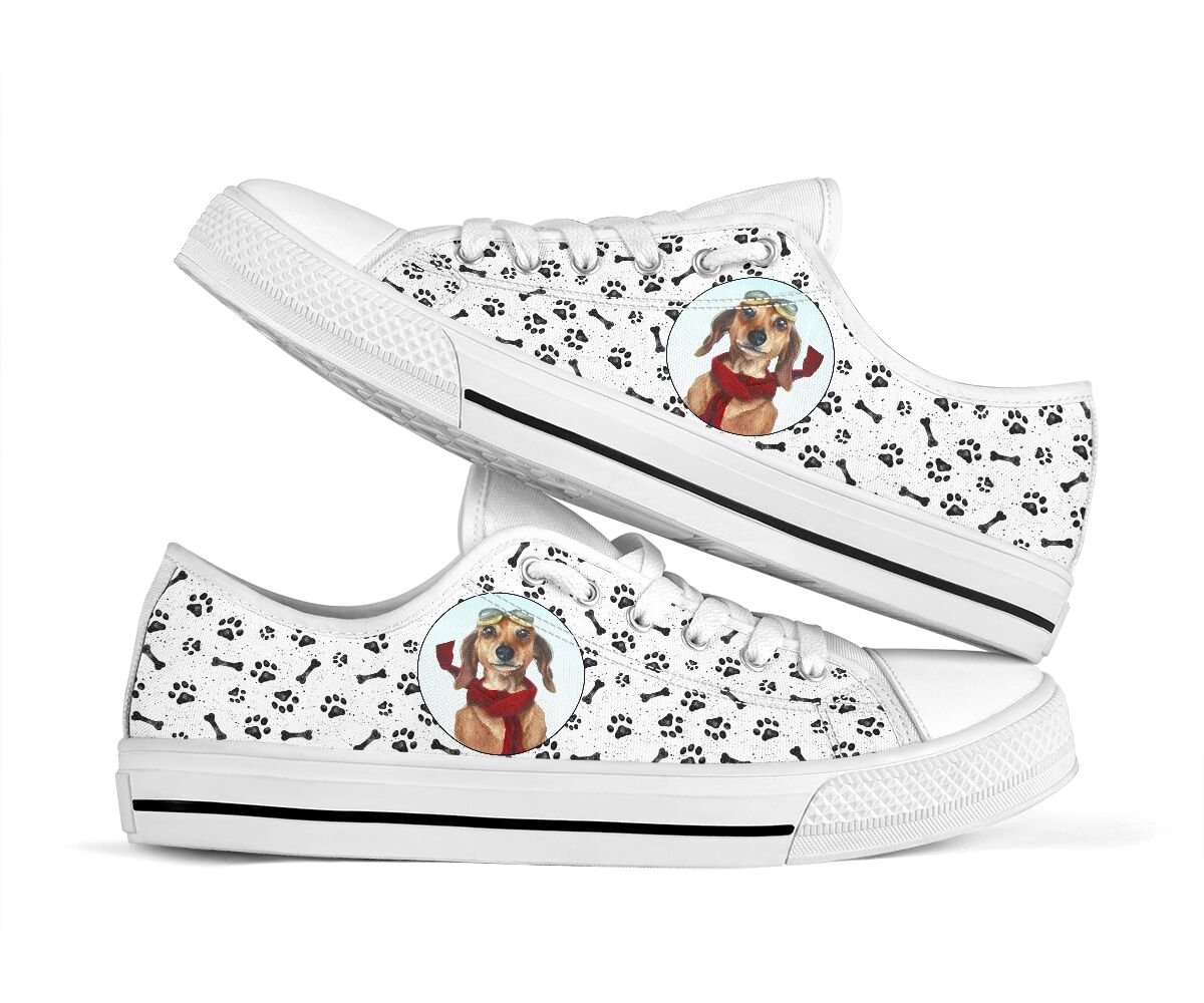 Dachshund Paw And Bone Pattern - Low Top Shoe - Love Love Top Shoes