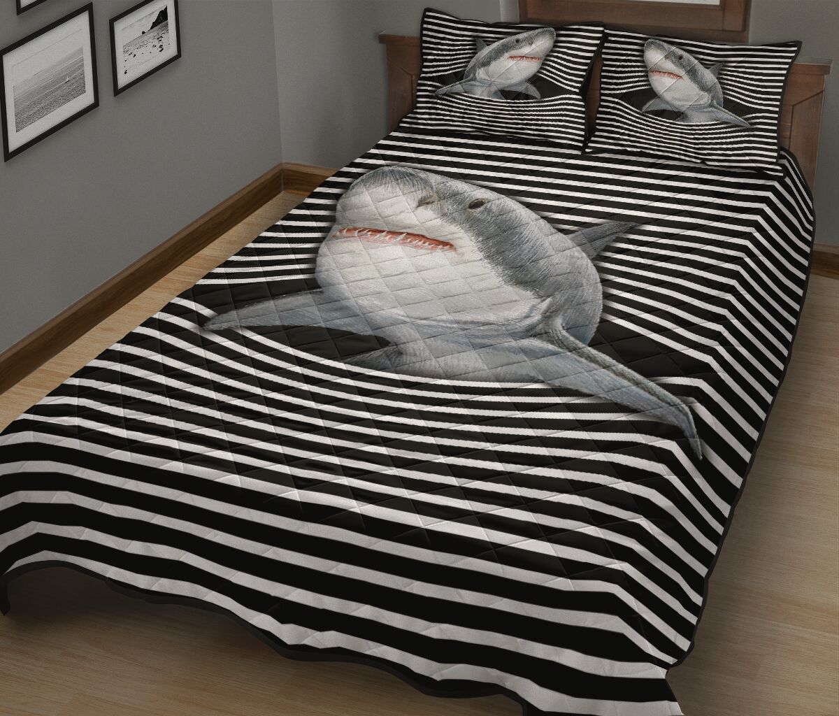 Shark Streaky Style Quilt Bed Set - Love Quilt Bedding Set
