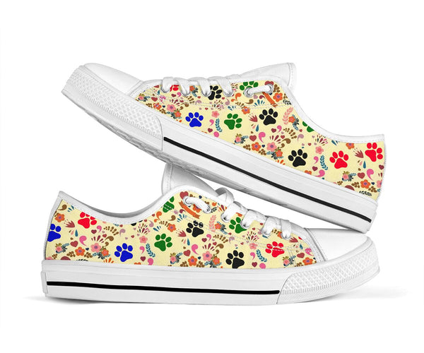 Dog Paw Flower Pattern - Low Top Shoe - Love Love Top Shoes