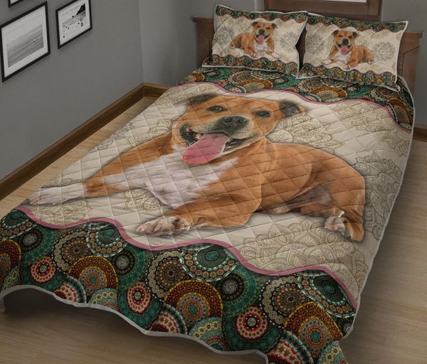 Pit Bull Dog - Vintage Mandala Sky - Love Quilt Bedding Set