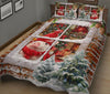 Pig Snow Christmas Window Art Style Quilt Bed Set- Love Quilt Bedding Set