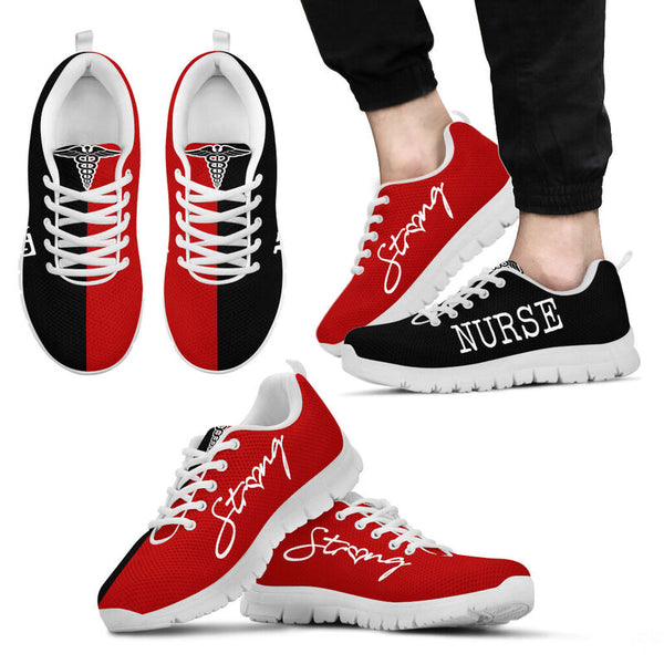 Nurse-strong Black Red Sneakers, Running Shoes, Shoes For Women, Shoes For Men, Custom Shoes- Love Sneakers