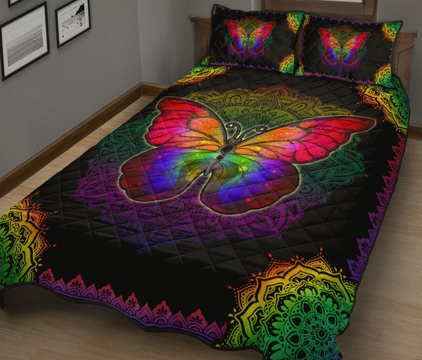 Butterfly Mandala Style Quilt Bed Set - Love Quilt Bedding Set